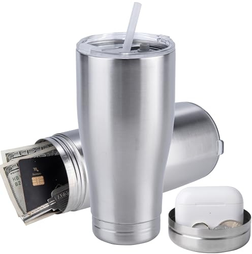 MyMealivos 20oz Diversion Safe Wasserflasche, Edelstahlflasche mit verstecktem Fach für die Lagerung-Silbrig