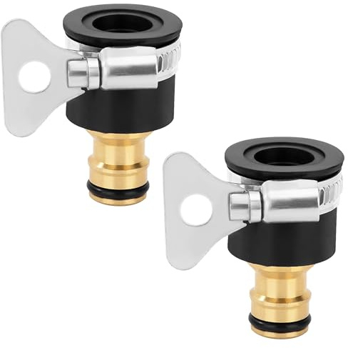 Adaptador Manguera Grifo, Conector de Grifo de Latón 15-22mm Conexión Rápida Adaptador de Manguera para Jardín, Cocina, Lavadora (2 Piezas)