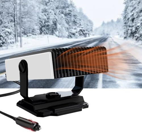 Berelin Chauffage de Voiture, 12 V 150 W, Ventilateur de désembuage 2 en 1 Portable pour Voiture, dégivreur, Allume-Cigare, Chauffage électrique (Carré-B)