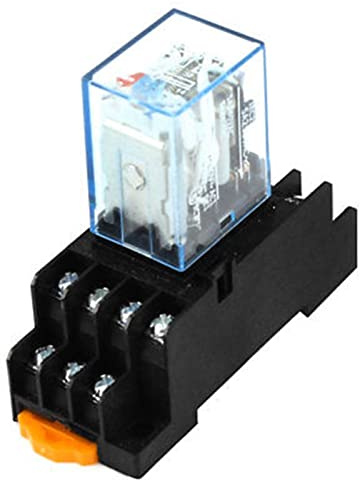 JWLINRKS Relé de Potencia electromagnético 4PDT de 14 Pines con Bobina de 12 V CC y Base de zócalo.