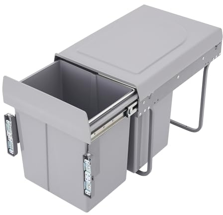 Eieblek Pullout Trash Can, 20+20L Double Under Sink Garbage Waste Recycling Bin, Sliding Kitchen Recycle Waste Bin, Under Mount Waste Container, 49×35×43cm