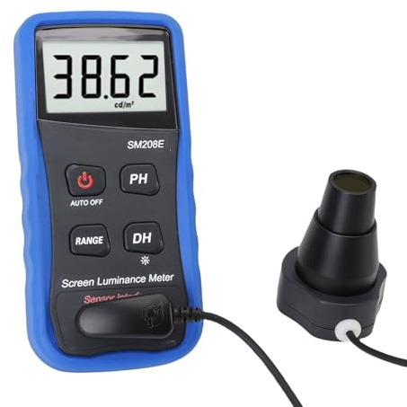 Risegun Misuratore di luce digitale per illuminazione, misuratore di luminosità dello schermo con accurato archiviazione dei dati a colori, luminosità dello schermo con sensore rotante a 360 gradi