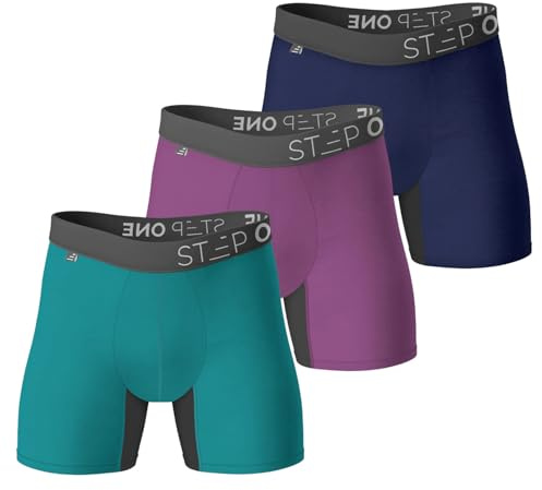 STEP ONE Boys Underwear Trunk Briefs, 3 Pairs, Kids Boxers, Moisture Wicking, 3D Pouch + No Ride Up Boys Underpants