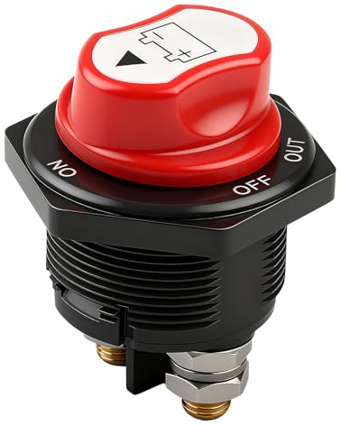 Coupe Circuit Batterie 12V-32V, 200A M8 ON-OFF Déconnexion de Batterie, Interrupteur de Batterie pour Voiture/Moto/Bateau/Camion/Bus, Mini Interrupteurs d'Alimentation Marche-arrêt
