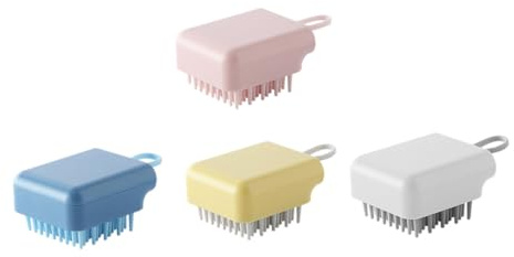 4 Stück Kopfhautmassagebürste aus PC und Tpr für Babys | Leicht, Einfach zu Reinigen, Tragbares, Shampoo Kamm für Dusche, Anti Schuppen Haar