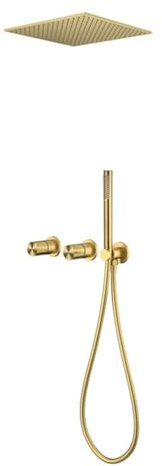 BiaoTeng Set de Ducha Empotrable agua Fría y Caliente Laton Alcachofa de Ducha Empotrada Techo Oro Cepillado