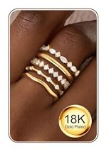 ZNBOH Ringe Set Gold Silber Damen Wasserfest Stapelbar Zirkonia Größe 52-62 | 5PCS Ring Set mit Zirkonia,18K Vergoldet,Verlobungsring,Promise Daumenring,Fingerring,Goldring,Schmuck für Frauen Mädchen