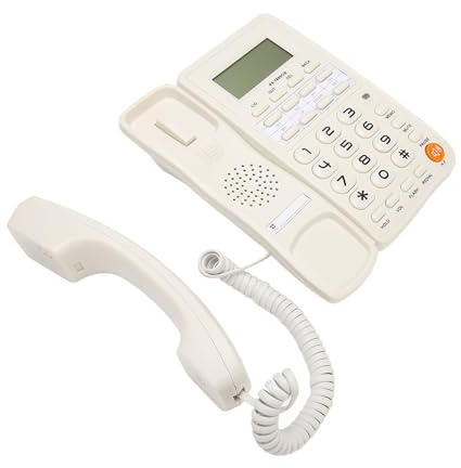 Yctze Téléphone Fixe Filaire avec Gros Boutons – Téléphone Filaire économe en énergie pour la Maison, Le Bureau et Les Personnes âgées, Blanc (White)