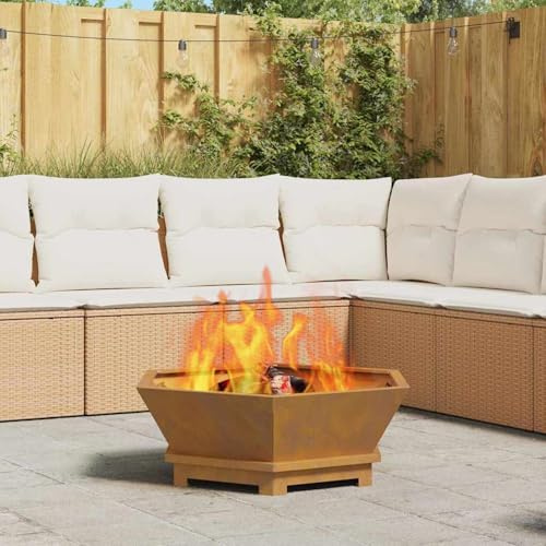 Gecheer Fogata de Acero para Exterior: Resistente, Portátil y Fácil de Limpiar Asados y Reuniones | Marrón, 75x75x28 cm Modelo YHSQY-858997ES