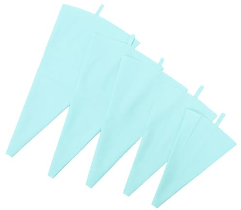 NOLITOY Lot de 5 Poches à Douille en Silicone Réutilisables Couleur Vert Clair Kit Pâtisserie Anti-Dérapant Résistant à la Chaleur pour Décoration de Gâteaux Glaçage et Biscuits