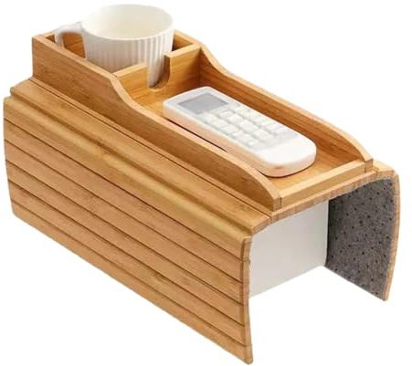 Bandeja Portavasos Para Sofá - Mesa Plegable Con Reposabrazos Para | Organizador De Sofá, Bandeja De Brazo Caddy Para Bebidas, Teléfono, Control Remoto, Refrigerios, Bambú, Controladores Naturale