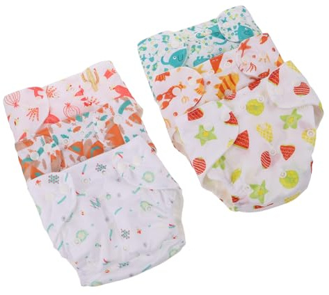 ifundom Pañales de Tela Reutilizables para Ñiño con Estampados Variados, Pantalones de Entrenamiento Ajustables con Botones a Presión, Absorbentes y Transpirables, Incluye 6 Pañales y 6