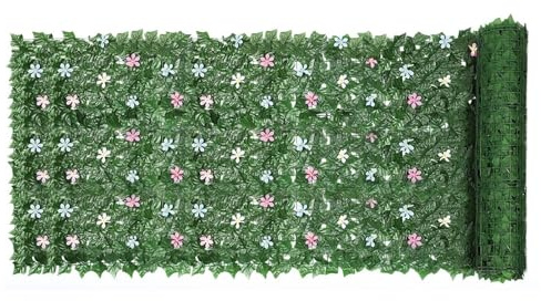Écran de clôture de confidentialité en lierre artificiel – 39 x 118 pouces, panneau de fausse verdure résistant aux UV – Toile de décorative pour jardin | pour balcon, patio, piscine, mariage, ma