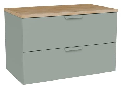 Vente-unique - Mobile sotto lavabo Avoreli - L 80cm x P 45.5cm x H 50cm - truciolato - verde acqua