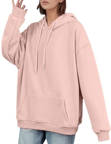 Sudadera con capucha de sarga, de corte holgado, suéter suave de forro polar, manga larga, ropa informal y cómoda, impresión personalizable, Rosa claro, 5XL