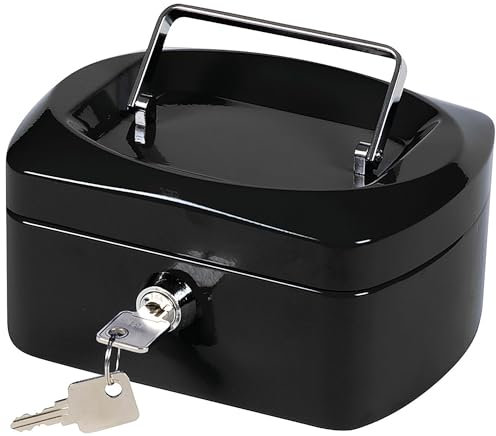 Cash Box Q-CONNECT Small 155x75x120mm Black/Office Equipment/Type-Small/Shape-Rounded/Material-Metal/Colour-Black/Dimensions (mm)-155x75x120