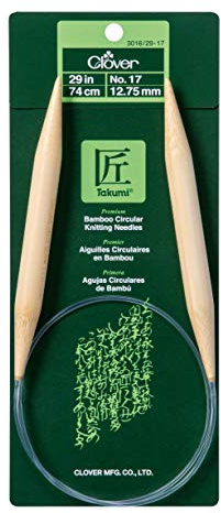 Clover 3016/29-17 No.17 Bamboo Circular Knitting Needles, 29