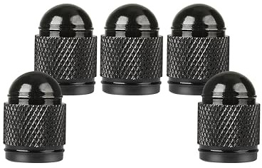 SENZEAL 5 Stück Ventilkappen Auto Bullet Typ Universal Reifenventilkappen Aluminium Autoreifen Ventilkappen Ventilschutzkappen für Auto Fahrrad Motorräder LKW SUV Schwarz