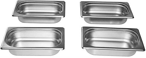 Gastro-Bedarf-Gutheil 4 x Gastronormbehälter GN Behälter 1/4 65 mm tief stapelbar Edelstahl incl. Steg geeignet für Chafing Dish, Bain Marie, Dampfgarer, Saladette