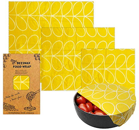 StyleC Beeswax Set of 3 Reusable Biodegradable Plastic Alternatives Storage Food Wax Wraps-Sandwich Washable Wrapper-Natural Organic Plastic Free (Honey)
