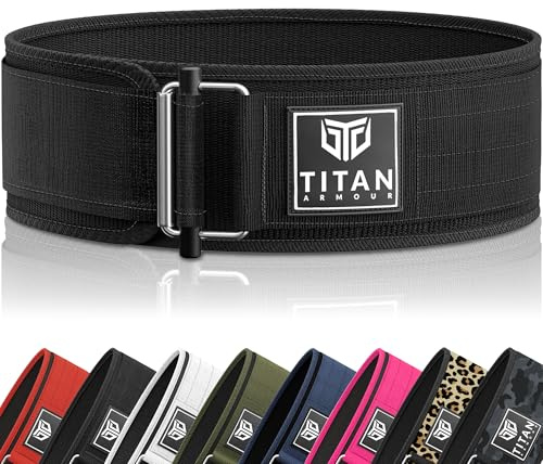 Titan Armour Selbstsichernder Gewichthebergürtel – kostenlose Gewichthebergurte in Schwarz – Fitnessgürtel für Crossfit, olympische Hebebänder – für Damen und Herren – UK Marke (schwarz, groß)