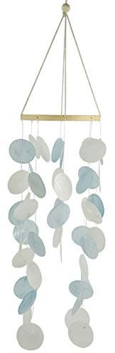 SWECOMZE Feng Shui - Móvil de concha de viento multicolor para ventanas, paredes, habitaciones, terrazas y balcones (azul claro)
