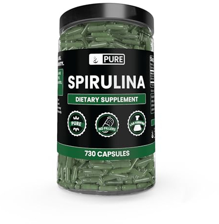 PURE ORIGINAL INGREDIENTS Spirulina (730 Capsules) No Magnesium Or Rice Fillers, Always Pure, Lab Verified
