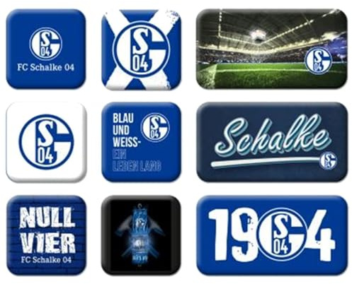 FC Schalke 04 Magnet 9er-Set Kühlschrankmagnet S04 - Plus Lesezeichen I Love Gelsenkirchen