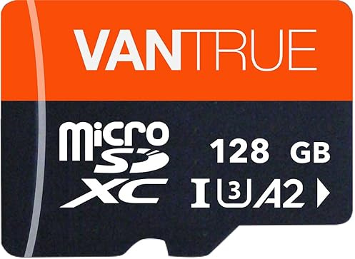VANTRUE 128GB Scheda di memoria microSD, UHS-I U3 4 K, con adattatore, compatibile con Dashcam, smartphone, tablet, Action Camera e telecamera di sorveglianza