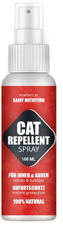 Saint Nutrition® Katzenfernhaltespray für Innen und Außen - STOPP bleib Weg - Katzen ABWEHR Spray – Antikatzenspray