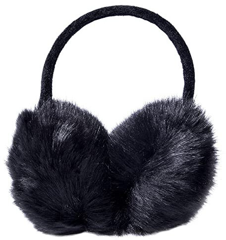 BANGDE Ohrenwärmer Damen Plüsch Ohrenschützer Verstellbarer Winter kuscheliger Earmuffs Warme Toll Geschenk für Frauen (Schwarz), (ZLL-21-1214-2)