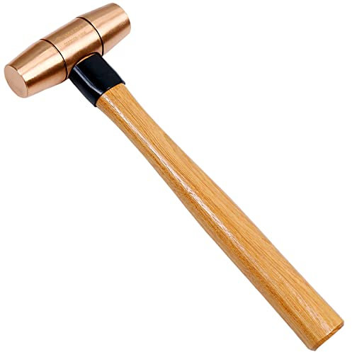 WEDO Marteau en cuivre de 2,7 kg, marteau en bois, marteau à maillets en cuivre, manche en bois, longueur 400 mm, forgé sous pression, résistant à la corrosion, norme DIN