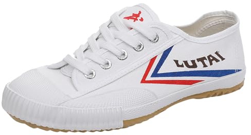ZHENSI Zapatos De Artes Marciales para Niños Y Adultos Zapatillas De Deporte De Tai Chi Kung Fu Zapatillas De Deporte De Lona De Parte Inferior Descalzas,Blanca,45 EU