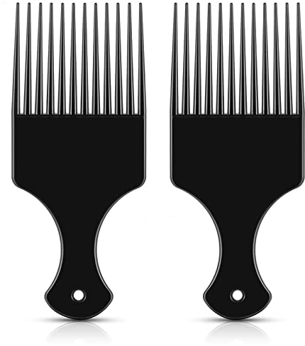 YUTOU 2 stycken afro hårkam rakt hår plocka kam plast bred tand hår plocka kam naturliga lockar lockkam frisör styling verktyg för tätt, lockigt, långt hår för kvinnor män