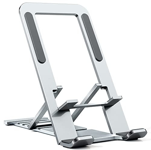 Cell Phone Stand Tablet Holder Kickstand for iPhone 16 Pro Max 17 Air 16e 15 Plus 14 13 12 for Samsung A17 S25 S24 A53 A54 S23 Flip Pixel 9 8 Aluminum Adjustable Moble Cradle for Desk for iPad A16 10