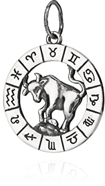 NKlaus hänge stjärntecken oxen 925 silver horoskop 25 mm zodiakhänge 11110