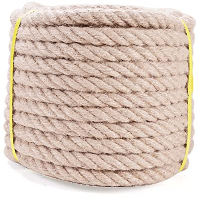 Jute Rope - Twisted Manila Natural Thick Hemp Rope Multipurpose for Indoor and Outdoor Use, for Docks, Railings, DIY Projects, Home Decorating, Climbing (1/2 inch x 50 Feet)