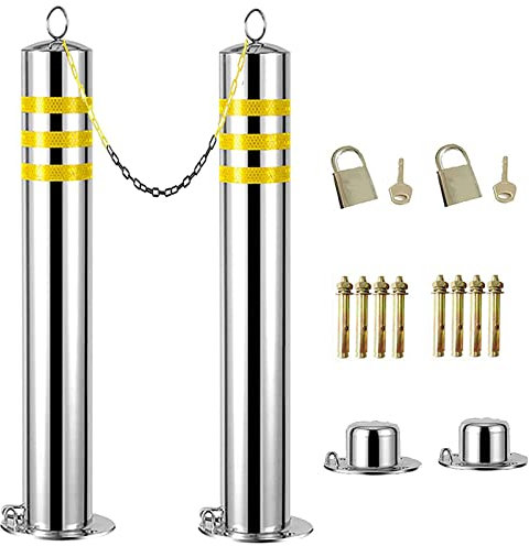 2PCS -Parkplätze, Parkbeschränkungsgrenze für Parkplatzparkbollposten mit reflektierenden Streifen, für Warn-/Massenkontrolle auf dem Parkplatz, Auffahrtenaufzug, für Warn-/Massenkontrolle,76×800mm