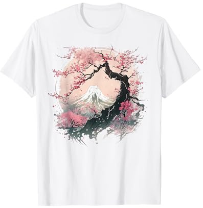 Japonais Sakura Garden Geisha Mont Fuji Fleur de Cerisier T-Shirt