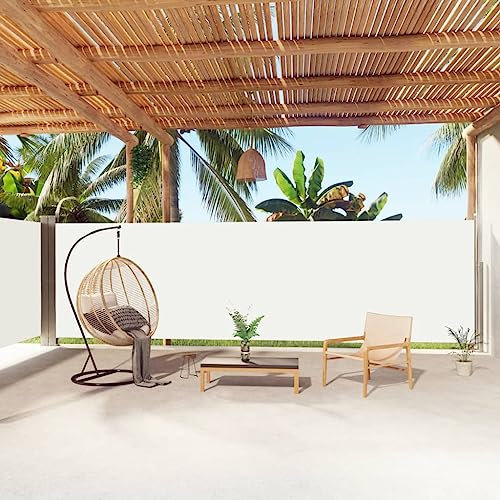 WIFESE Toldo Lateral retráctil Crema 180x1000 cm Toldo Horizontal Exterior Toldos Cortavientos Toldos Laterales Exterior Separador Terraza Exterior Toldo para Patio Balcon Jardin Elegante Y Sencillo