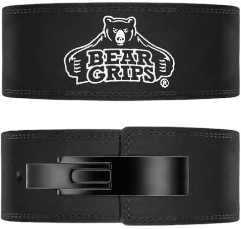 Bear Grips Gewichthebergürtel aus Wildleder, 10 mm, perfekt für Fitnessstudio, Kniebeugen, Gewichte, für Männer und Frauen, Fitness-Zubehör, Powerlifting-Gürtel, Kreuzheben, Bodybuilding (schwarz)