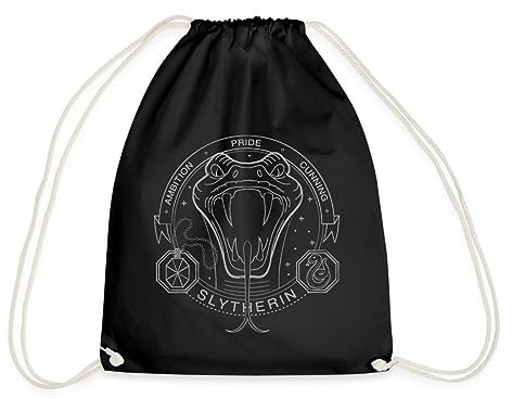 Spreadshirt Harry Potter Slytherin Wappen Schlange Turnbeutel, One size, Schwarz
