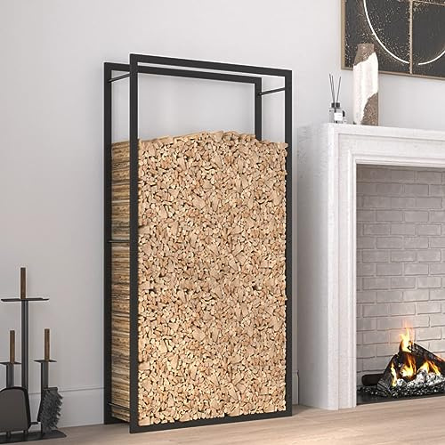prissent 80x28x154 cm Portalegna in Acciaio Nero Opaco Portalegna Grande Portalegna Metallo Portalegna da Ardere Portalegna Moderno Portalegna da Esterno Acciaio Portalegna Verticale