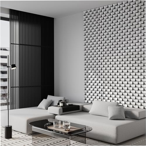 Lot de 18 bandes murales à lattes acoustiques | Largeur de bande 5 cm | Décoration murale | Panneaux décoratifs en bois (HDF) pour home cinéma, mur TV, podcasts [Plastique blanc brillant, ZARINA]