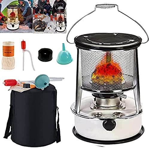 Stufa A Petrolio da 9000 BTU/H per Interni, Stufa A Petrolio con Protezione Anticaduta, Stufa Mobile Senza Elettricità per Interni, Potenza di Fuoco Regolabile,6l