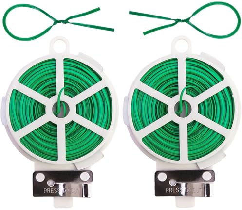 2 Pièces 100m Fil de Fer Jardin, Attache Plante Grimpante, Attache Tomate, Fil de Fer Fleuriste, avec Séparateurs et Coupe-Couteaux pour L'organisation et Les Projets de Bricolage