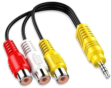 ZMYOZDO Cavo Adattatore Video AV Femmina da 3,5 mm a 3 RCA per la Riproduzione Video e Audio TV TCL, Rosso, Bianco e Giallo