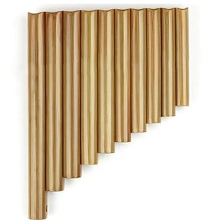 Panflöte aus Bambus Natürliches Bambus-Blasinstrument Panflöte C-Flöte handgefertigtes Bambus-Volksmusikinstrument 10 Pfeifen(Light Yellow Right)