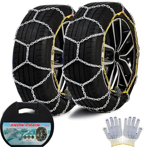 SOTISI Auto Straffende Schneeketten, Diamantgeflecht Traktion Radketten für Anti-Rutsch, Mangan-Legierung Stahl Notfall-Reifenketten für Autos, Pickups, SUVs und LKWs (Satz von 2)-80