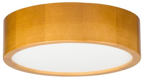 STOLARNIA PIKA Lampe Holz - Rund Modern Holzlampe 1xE27 (27 cm) - Deckenlampe Helle Eiche - Natur Kleine Deckenleuchte für Schlafzimmer, Wohnzimmer, Flur, Küche - Stilvolles Design Kiefernholz - LEJA